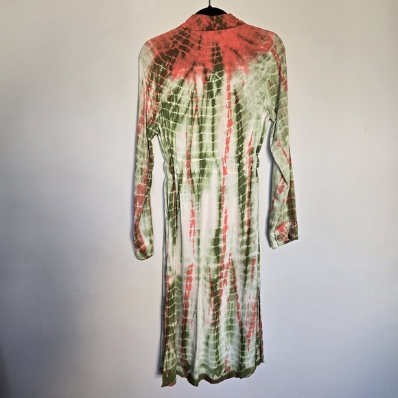 Elegant Tie-Dye Button-Up Midi Dress - Picture 8 of 14